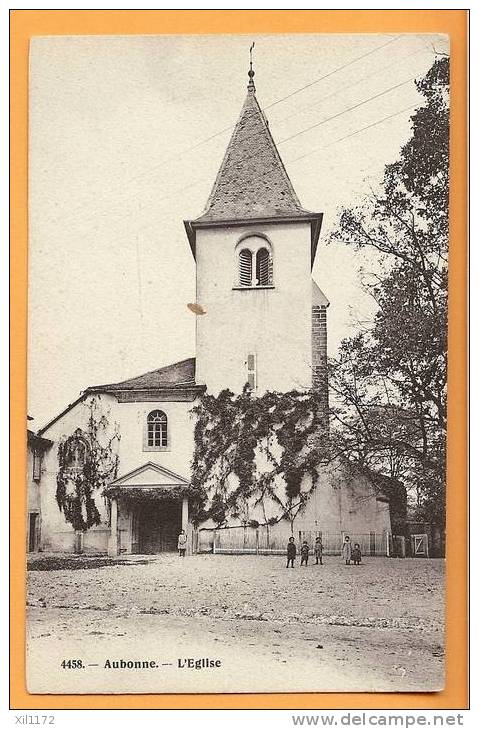 D090, Cpa, Vaud, Aubonne Eglise, Temple. Animée. Tampon 1922 Vers Bern. - Aubonne