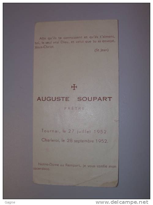 08 R - Souvenir Sacerdoce Auguste Soupart Tournai 1952 - Devotion Images