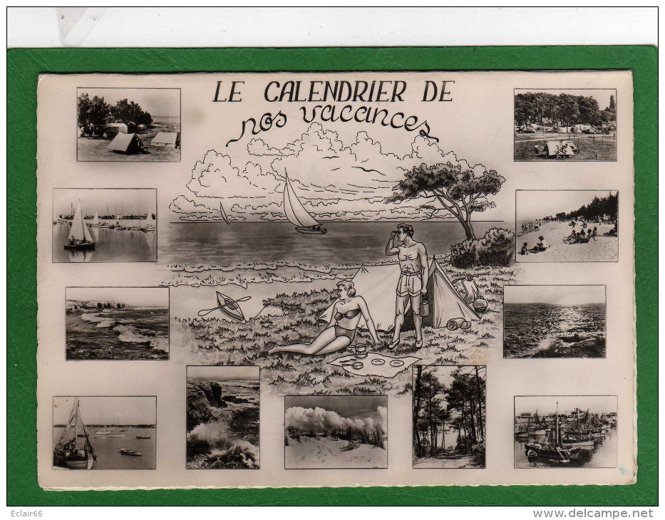 Calendrier Itinéraires  Des Vacances Au Bord De La Mer..carte En 2 Parties-  Carte Agenda Année 1955 -1960 - Formato Piccolo : 1941-60