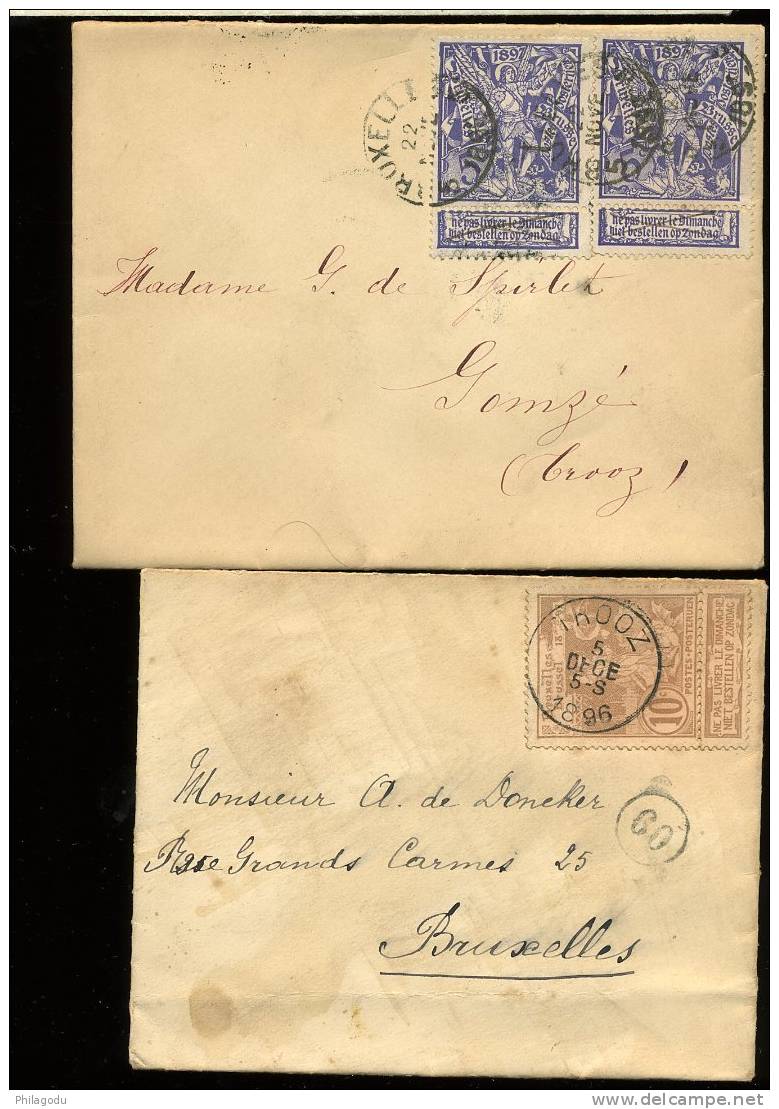 Deux Jolies Lettres Petit Format Avec 71-73 - 1894-1896 Exhibitions