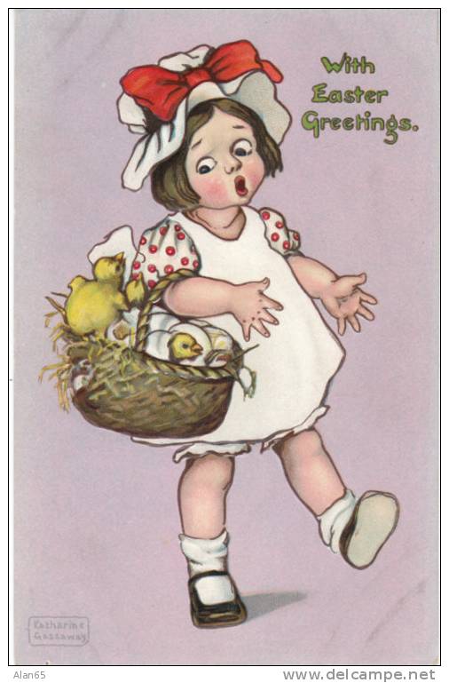Gassaway Artist Signed Vintage Postcard, ´With Easter Greetings´ Tuck Series #130 ´Easter Post Cards´ - Easter
