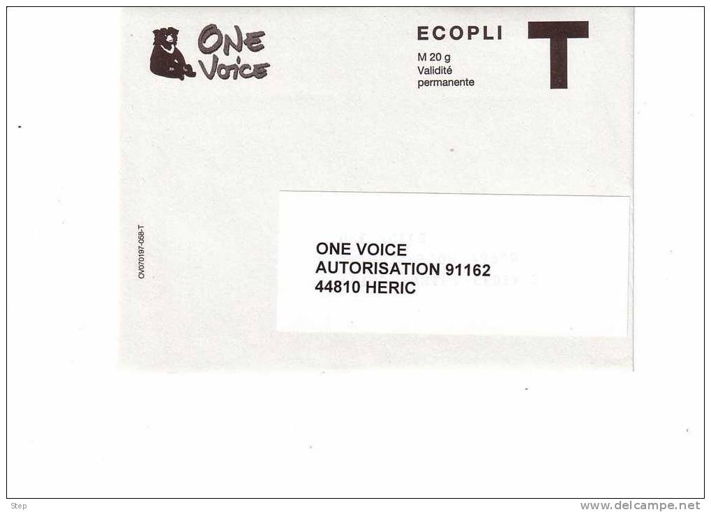 PAP : ENVELOPPE T "ONE VOICE" Illustrée CHIEN - Cartes/Enveloppes Réponse T