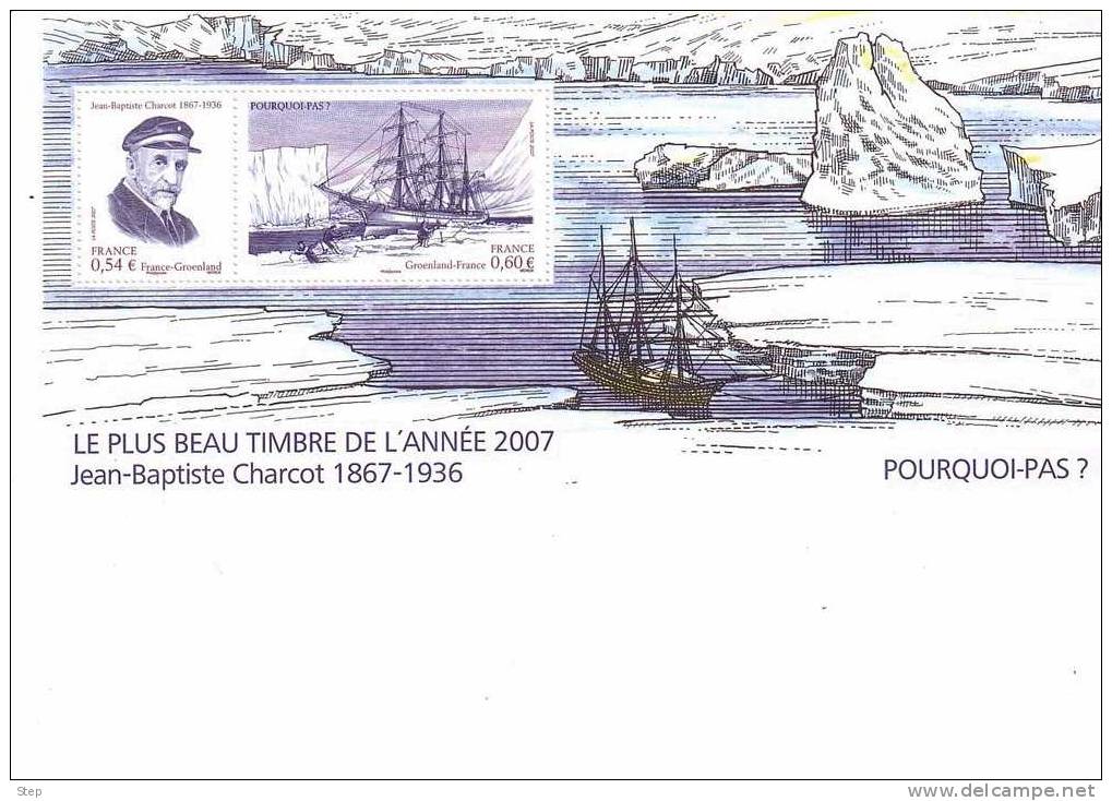 FRANCE : SOUVENIR PHILATELIQUE  BLOC FEUILLET Timbres Emission Commune FRANCE-GROENLAND "CHARCOT -POURQUOI PAS" - Neufs