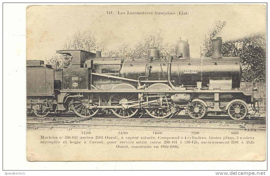 12565 Locomotives  Etat Machine 230-103 (ex 2503 ) . FF Paris Fleury - Matériel