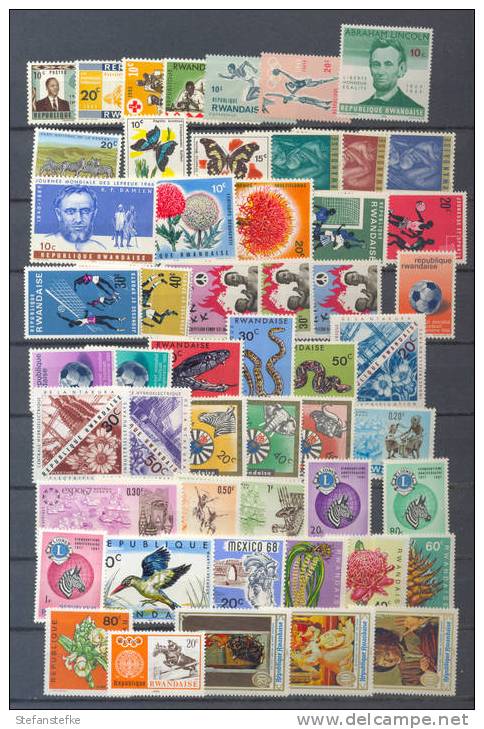 Rwanda Collection:   3 SCANS ** MNH   (zie Scan)  All Different  About 150 Stamps - Collezioni