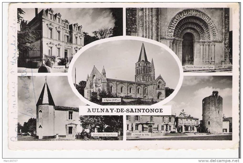 AULNAY SAINTONGE 17 Carte Multivies Sur La Vile Editions VALLET Carte Dentelée - Aulnay