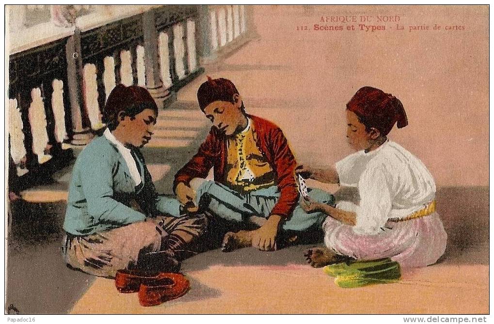 DZ - Afrique Du Nord Scènes Et Types - La Partie De Cartes - éd. Photo Albert N° 112 (animée - Colorisée - Non Circulée) - Enfants