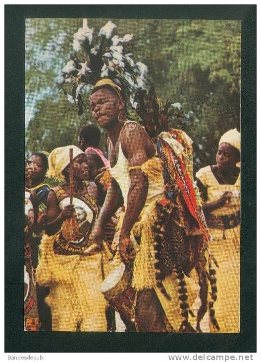 CPSM - Gabon - Joueur De Tam Tam ( Folklore Afrique Noire Costume  Danse Philatélie (conférence Tourisme Manille TROLEZ) - Gabon