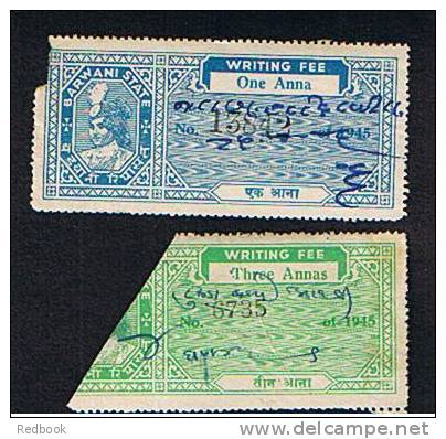 4 India Fiscal Revenue Stamps "Writing Fee" Barwani State - Ref 237 - Altri & Non Classificati