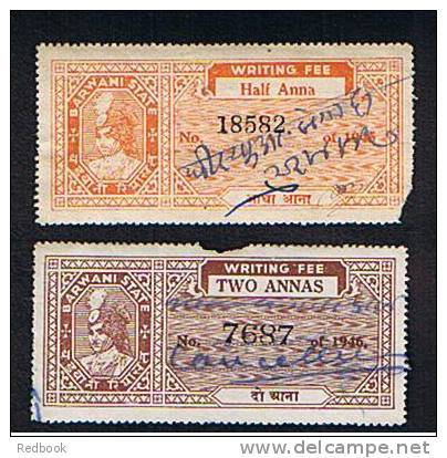 4 India Fiscal Revenue Stamps "Writing Fee" Barwani State - Ref 237 - Altri & Non Classificati