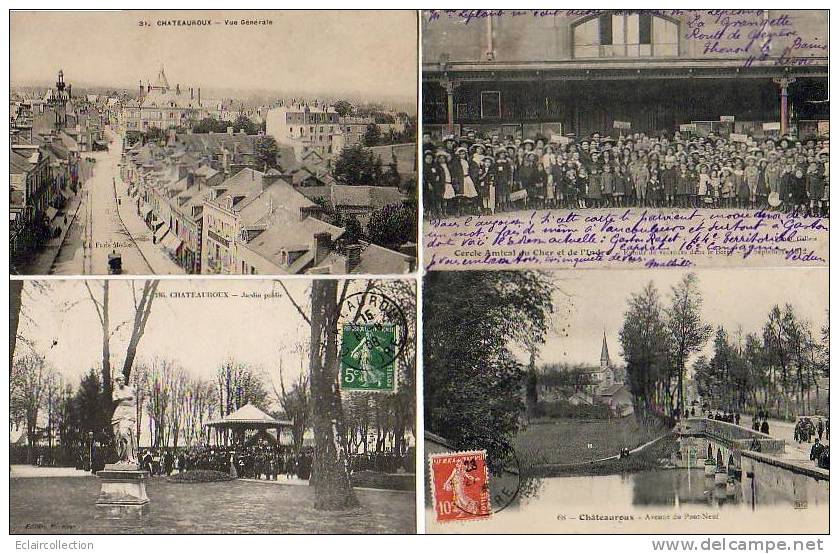 CHATEAUROUX..Lot De 8 Cpa Dont..Colonie De Vacances..carte Voyagée 20/04/1900..La Place Du Marché Ect.. - Chateauroux