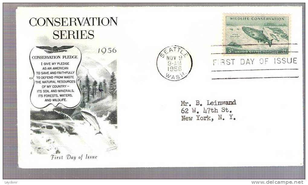 FDC Wildlife Conservation - Salmon - Scott # 1079 - 1951-1960
