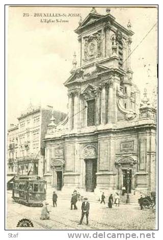 St-Joost-ten-Node - St-Josse-ten-Noode : L´Eglise + Tram : 1913 - St-Joost-ten-Node - St-Josse-ten-Noode