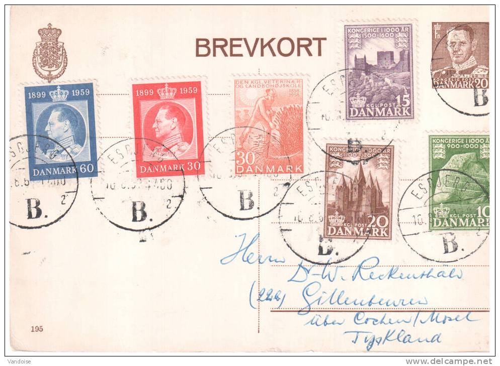 DANEMARK ENTIER POSTAL POUR L'ALLEMAGNE  AVEC AFFRANCHISSEMENT COMPLEMENTAIRE - Postal Stationery