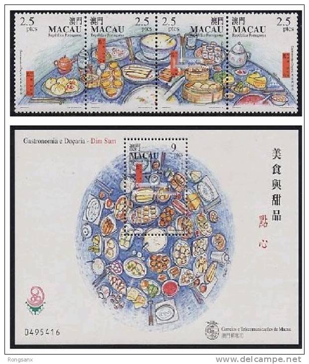 1999 MACAO Food 4v+MS - Unused Stamps