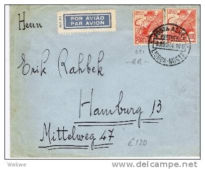 POR053a  - PORTUGAL -/ Schnitterin Mit Weizengarbe, Volkstracht 2 E. (2x) Nach  Hamburg 1944 - Briefe U. Dokumente