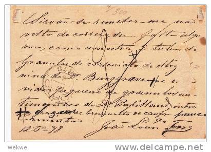 Por075/ - PÒRTUGAL -     Caminha, Rahmen-Stempel 1878 Auf Ganzsache Luis I 15 Reis - Storia Postale