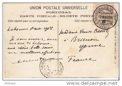 Por079 - PÒRTUGAL -  Telegraphi-Konferenz, Lisboa 1908, Sonderstempel A. Ansichtskarte - Storia Postale