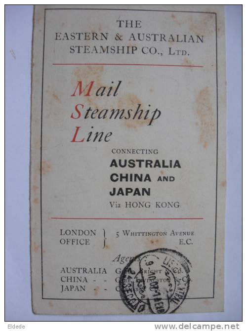 Hong Kong Harbour Advert For Eastern And Australian Steamship Co Not A Postcard - Chine (Hong Kong)