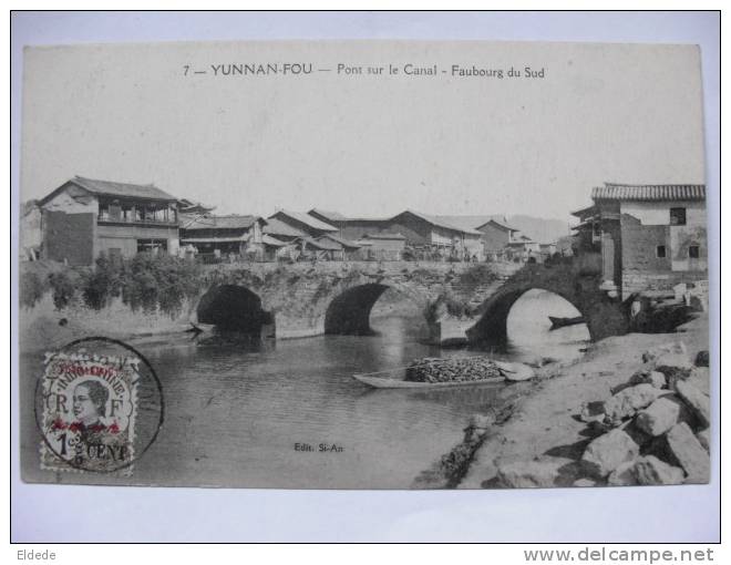 Yunnan Fou Pont Sur Le Canal Stamped Yunnanfu With Yunnafou Stamp Not Postally Used - Chine