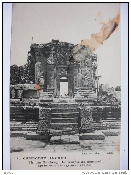 Angkor Wat Phnom Bakheng Temple Apres Son Degagement 1924 Tachée - Cambodge