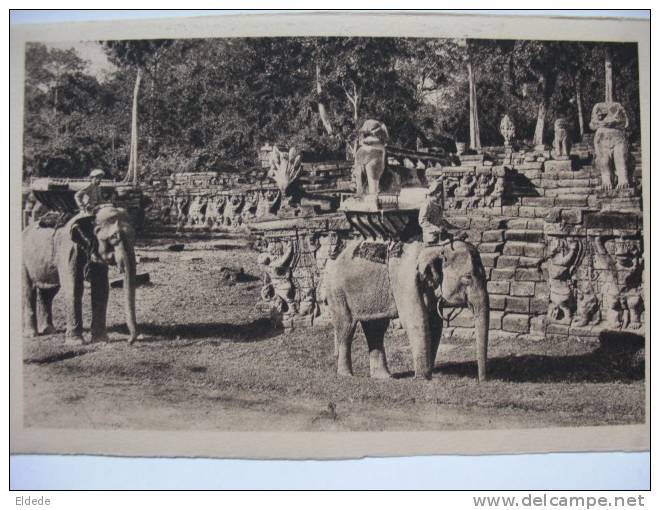 Angkor Thom Terrasse Des Elephants Et Des Deesses Elephants  Dans Les Ruines - Cambodia