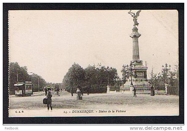2 Early Postcards Dunkerque France Tram & Statue De La Victorie & La Marche Aux Poissons - Ref 238 - Nord-Pas-de-Calais
