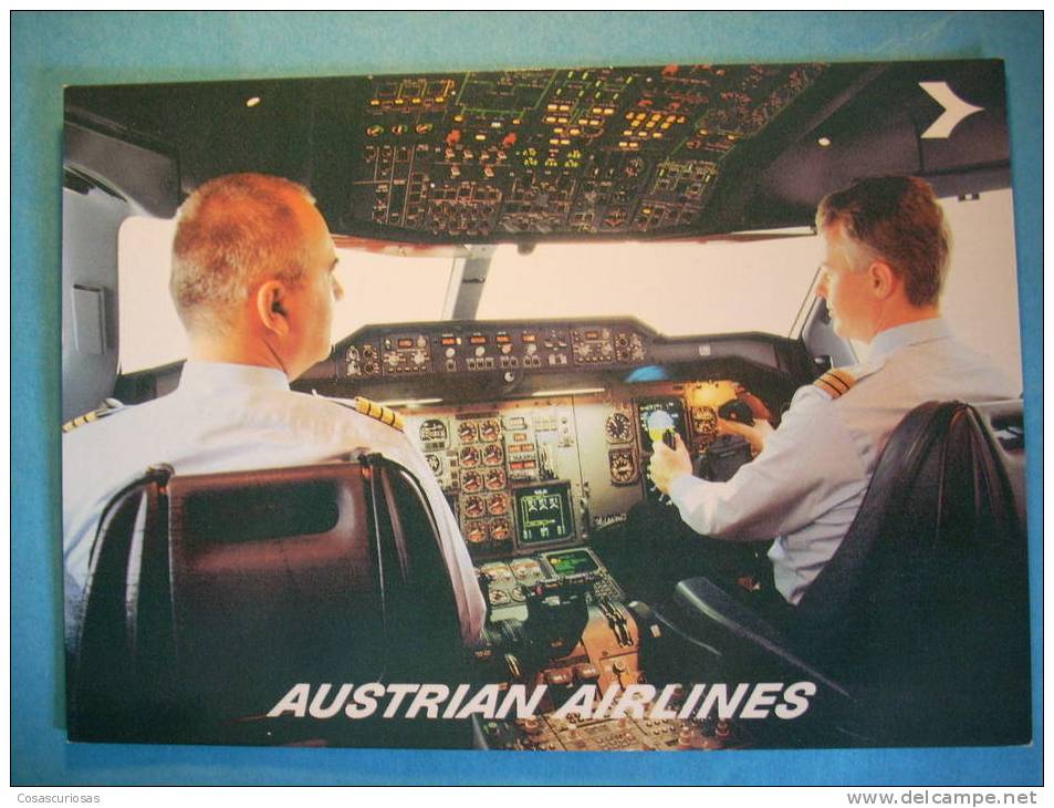 R.8594  AUSTRIAN AIRLINES  COCKPIT AIRBUS A 310 - 324  AVION AERLINE  AÑOS 70/80  MAS EN MI TIENDA - 1946-....: Modern Era