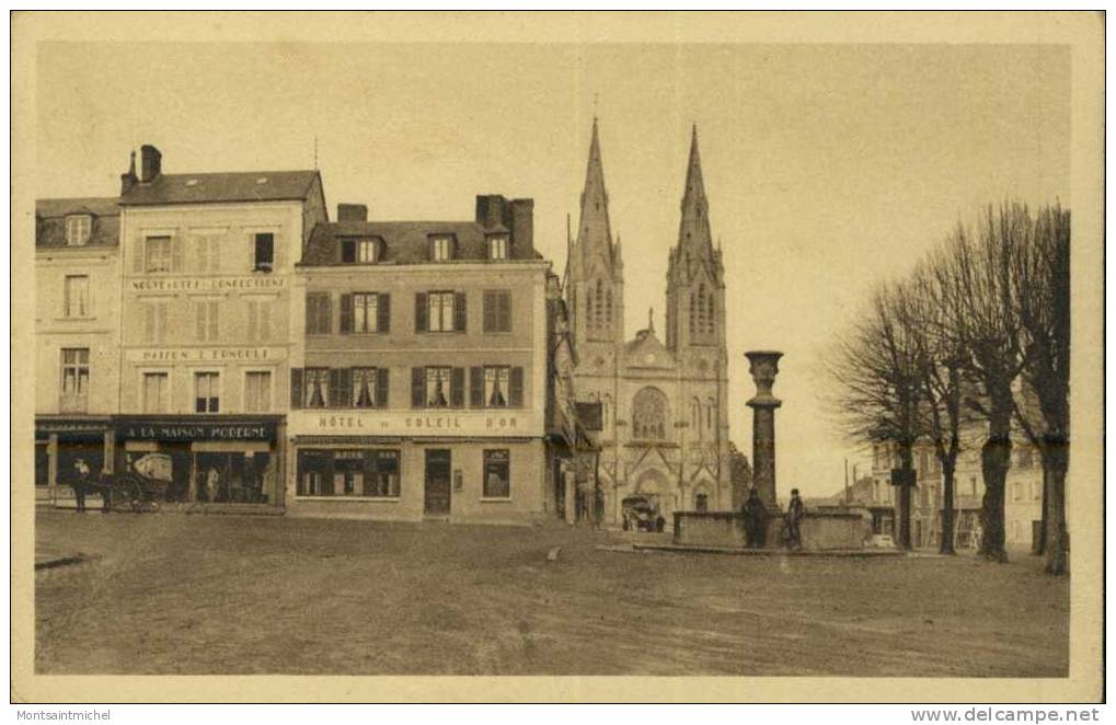 Vimoutiers. Orne 61. Place Cour Aux Moines. Hôtel Du Soleil D'Or. Maison L' Ernoult Confections. Eglise. Cariole... - Vimoutiers