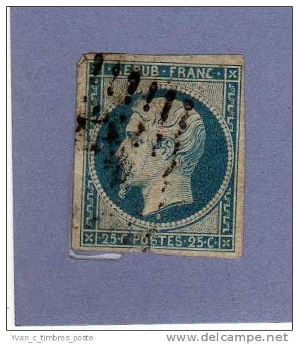 FRANCE TIMBRE N° 10 OBLITERE PRINCE PRESIDENT LOUIS NAPOLEON 25C BLEU - 1852 Louis-Napoleon