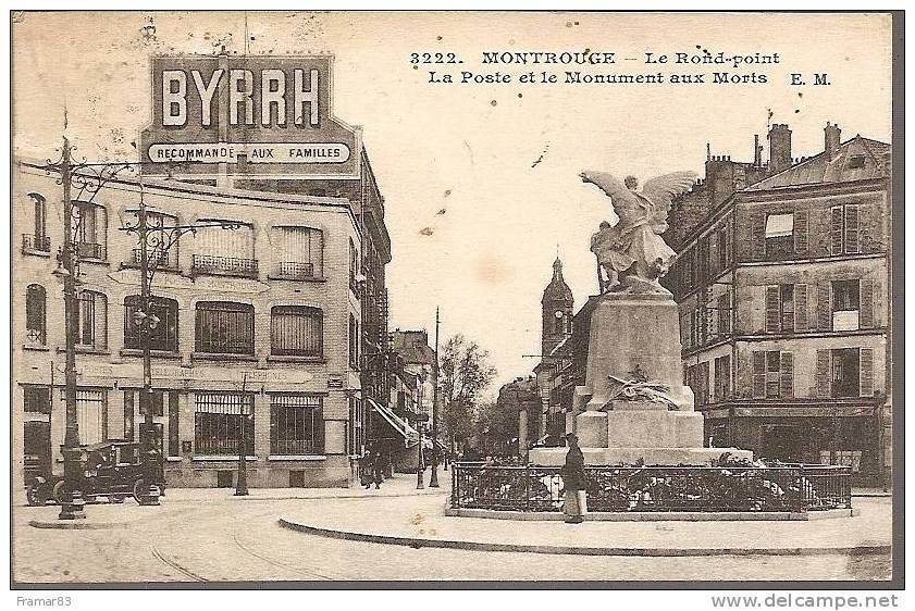 Montrouge - Le Rond Point  , La Poste Et Monument Aux Morts ( Pub BYrrh ) - Montrouge