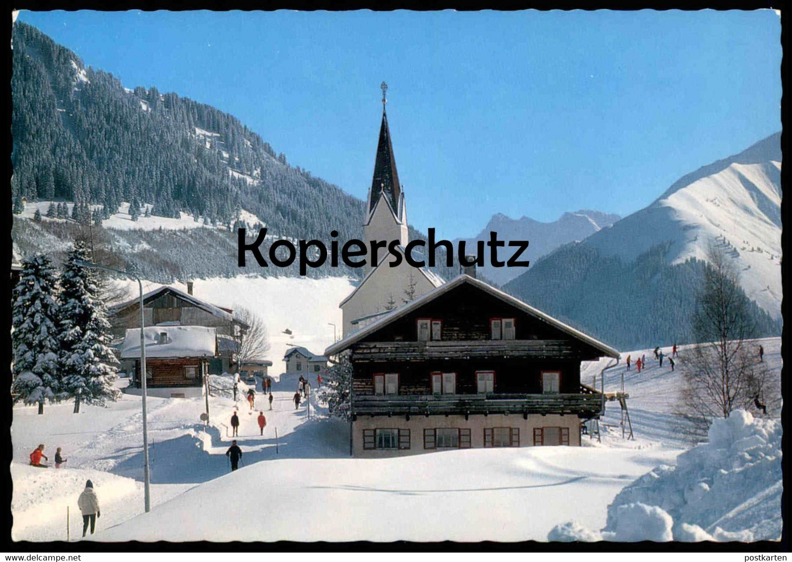 ÄLTERE POSTKARTE BERWANG IM WINTER KIRCHE BLICK GEGEN GARTNERWAND UND ZUGSPITZE Hiver Snow Ski Skis Skier Skiing Neige - Berwang