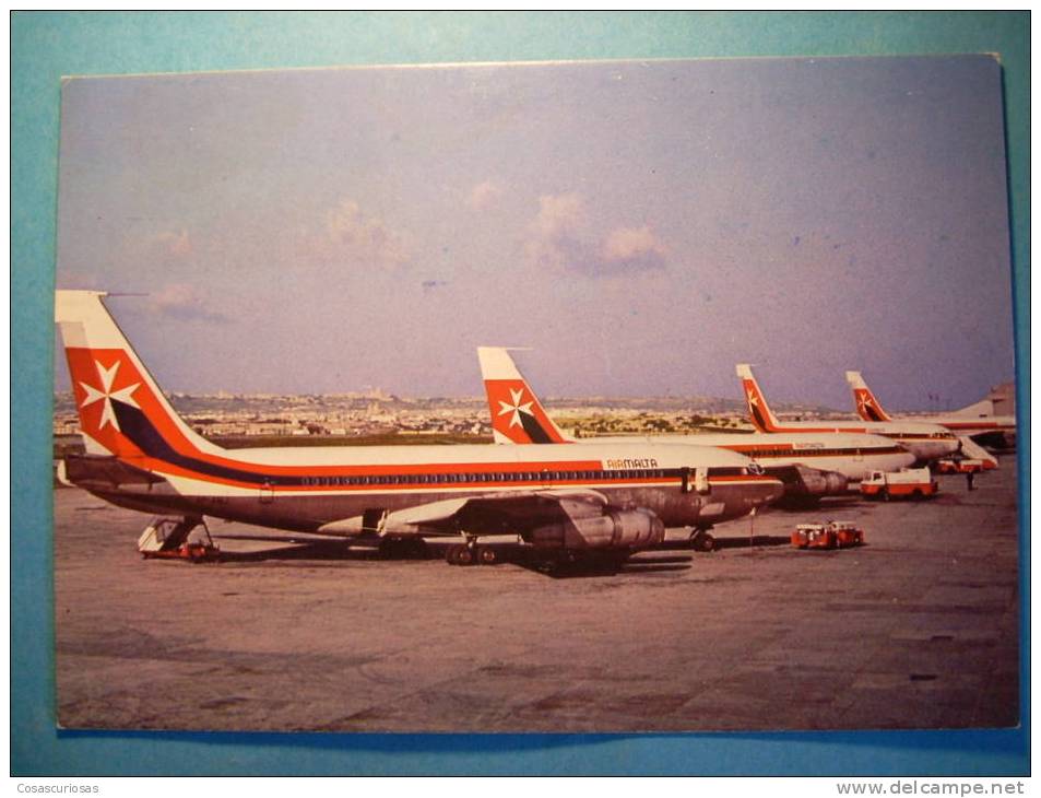 R.8624  AIR MALTA BOEINGS  MALTA  LUQA AIRPORT AÉROPORT AEROPUERTO AVION AERLINE  AÑOS 60/70  MAS EN MI TIENDA - Aerodrome