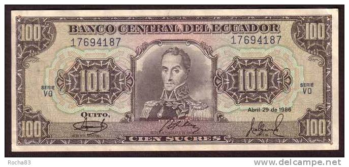 BILLET - EQUATEUR - 100 Sucres Du 29 04 1986 - Pick 123 - Equateur