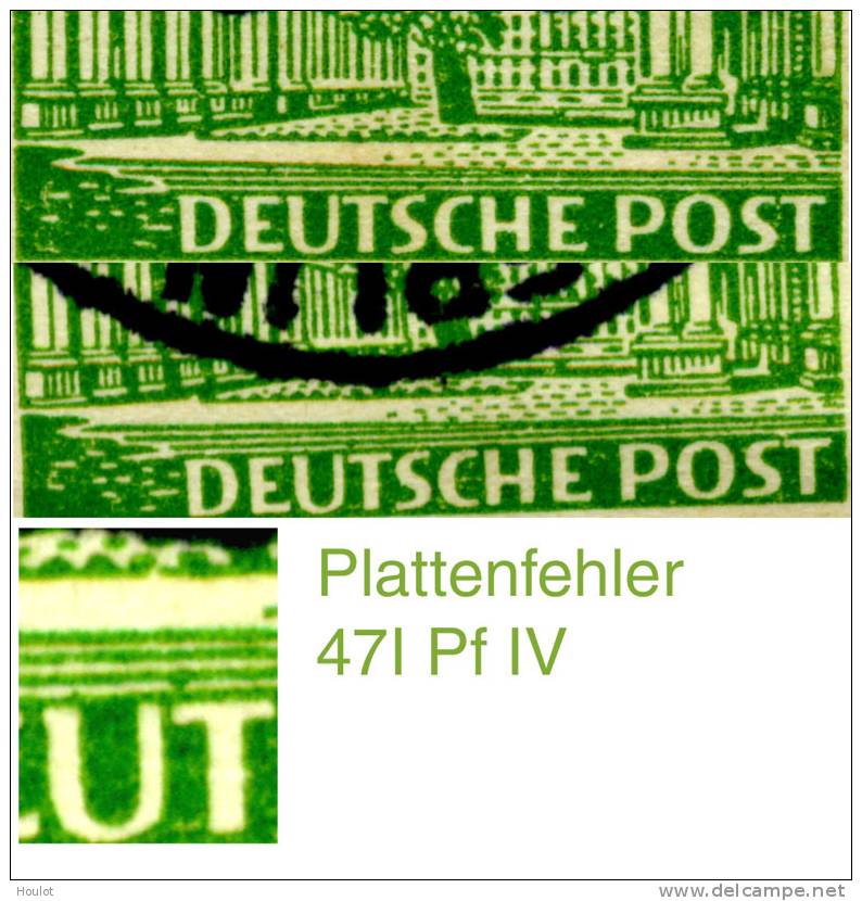 Berlin West Mi.N° 47I PFI   + 47 I Plf. IV Abgestempelt Berlin 14.5.54 Vergiß Nicht Hausnummer Und Straße Anzugeben - Plaatfouten En Curiosa