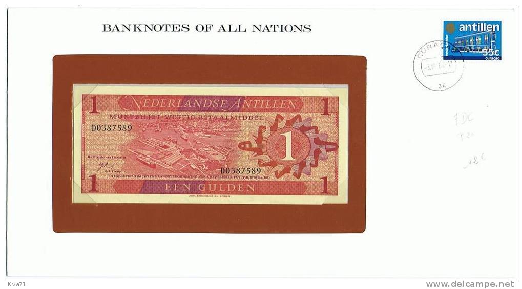 **Pas Courant** 1 Gulden "Antilles Néerlandaises" 8 Septembre 1970  P20  FDC - Niederländische Antillen (...-1986)