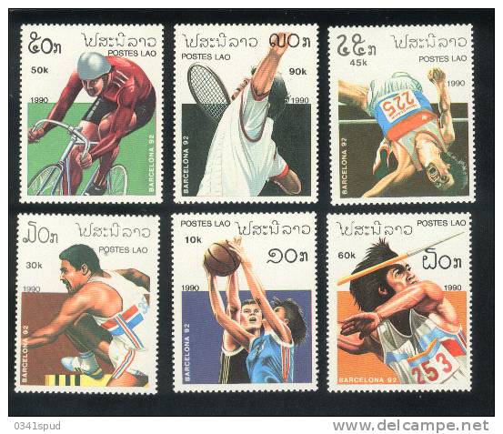 Jeux Olympiques 1992 Laos   ** Never Hinged  Cyclisme, Athlétisme, Basket, Tennis - Ete 1992: Barcelone