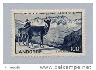 Andorre 1950, Isards Et Chaine De L’Alt Del Grio, PA N° 1**   Cote 110 € - Poste Aérienne