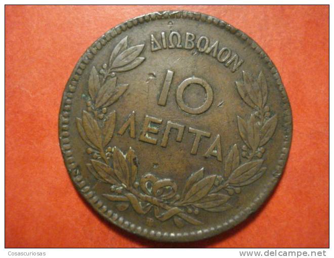 3495  GREECE GRECIA HELLAS   10 LEPTA       AÑO / YEAR  1869 BB  FINE- - Grèce