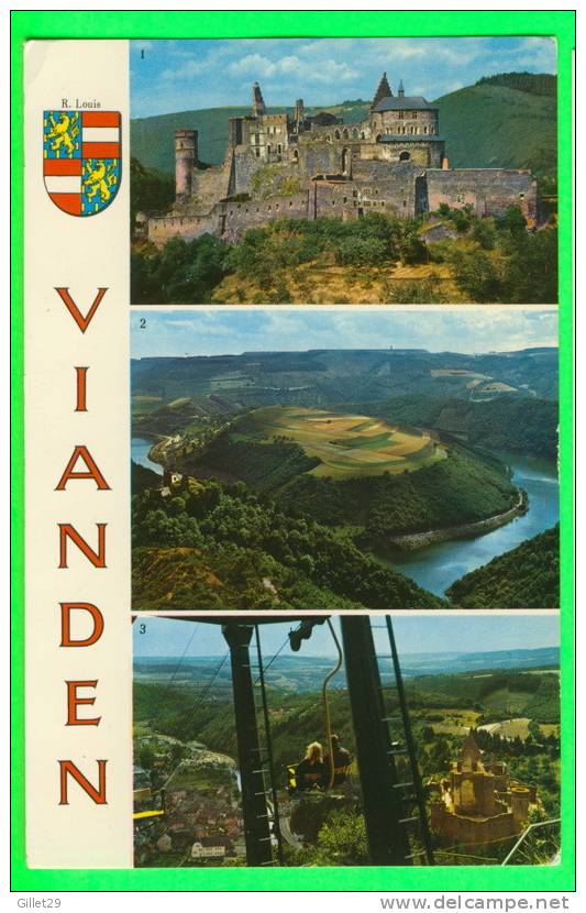 VIADEN, LUXEMBOURG -  3 MULTIVUES - CHÂTEAU-PANORAMA VALLÉE - TÉLÉ-SIÈGE - CIRCULÉE EN 1969 - - Vianden