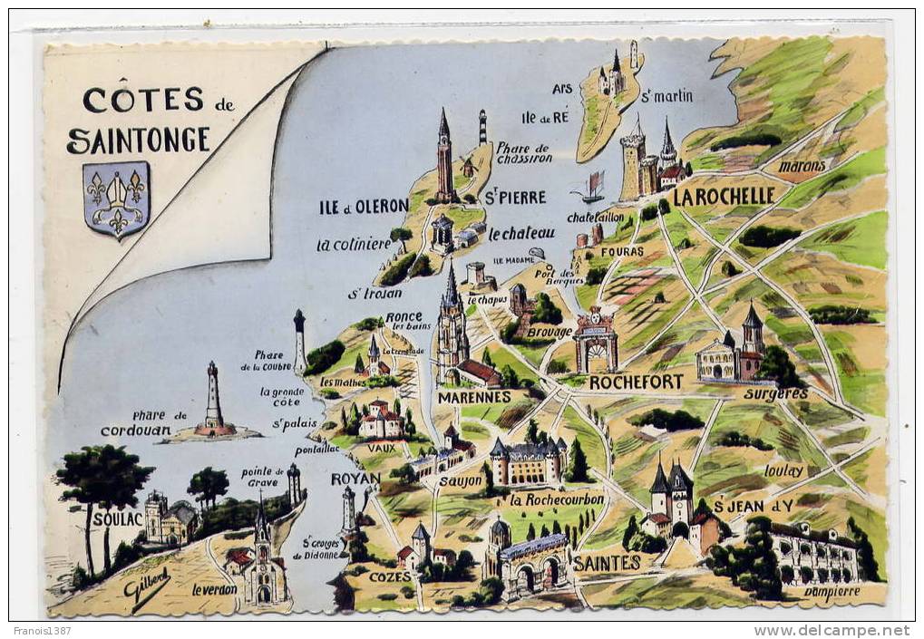 Ref 144 - Côtes De SAINTONGES Et D'AUNIS (jolie Carte Semi-moderne Grand Format) - Other & Unclassified