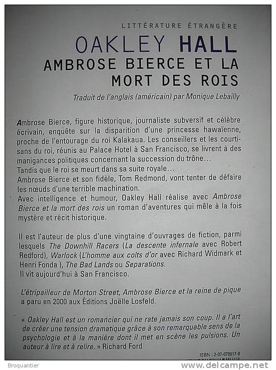 Ambrose Bierce Et La Mort Des Rois De Oakley Hall. - Aventura