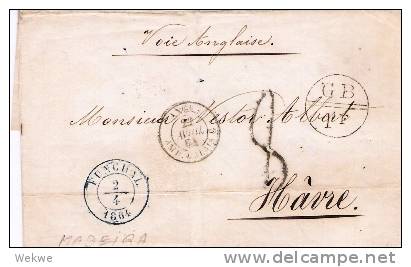 Mad018/ Funchal-Le Havre 1864 Via England Mit Tax- Und Ambulantstempel - Funchal