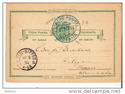 Por162a /PORTUG. GUINEA -    Bolama Poststation 1894 Nach Köln-Nippes Auf P 3 B - Portugiesisch-Guinea