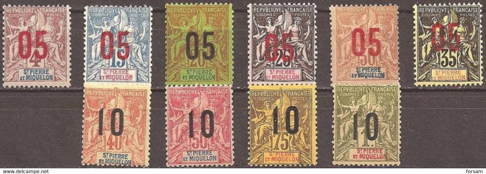 SAINT-PIERRE And MIQUELON..1912..Michel # 91I - 96I; 97II - 100II...MLH. - Unused Stamps