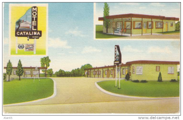 Pratt Kansas, Motel Catalina On Vintage Linen Postcard, Lodging - Autres & Non Classés