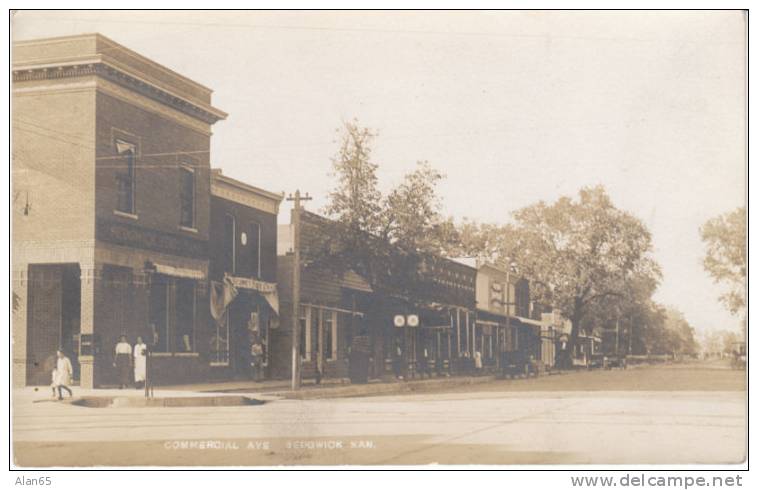 Sedgwick Kansas 1910s Real Photo Street Scene On Vintage Postcard - Other & Unclassified
