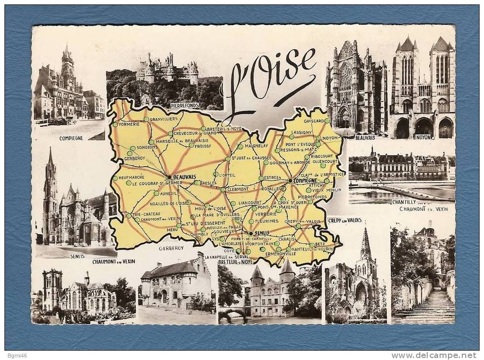 * CPM...L´OISE...Multi-vue Avec Carte Géographique - Picardie