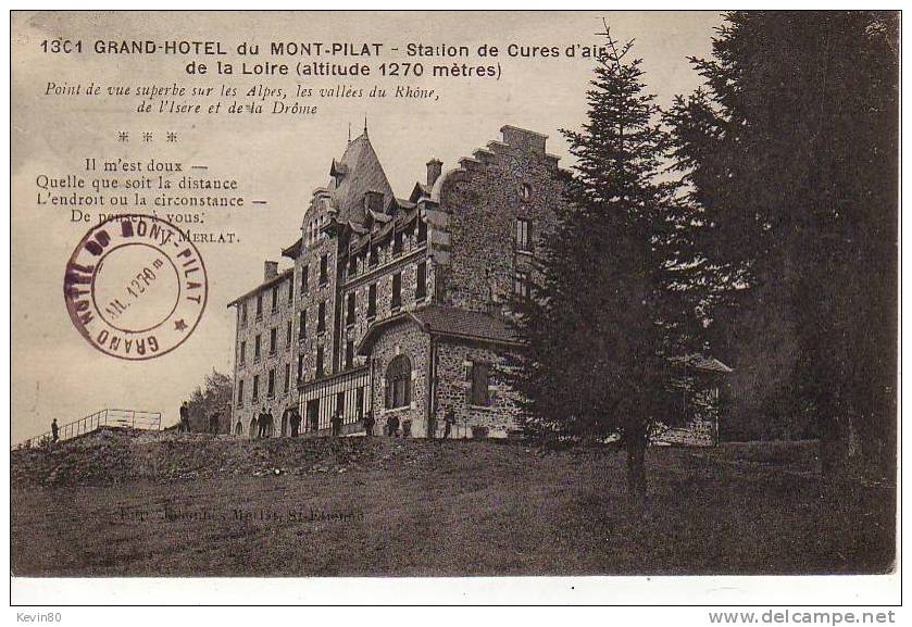 42 MONT PILAT Grand Hôtel Station De Cures D'air De La Loire (altitude 1270 Métres)cpa Animée - Mont Pilat