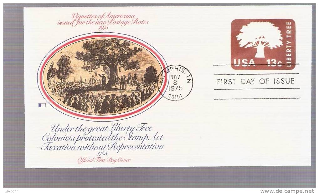 FDC Liberty Tree Boston - Stamped Envelop - Scott # U576 - 1971-1980